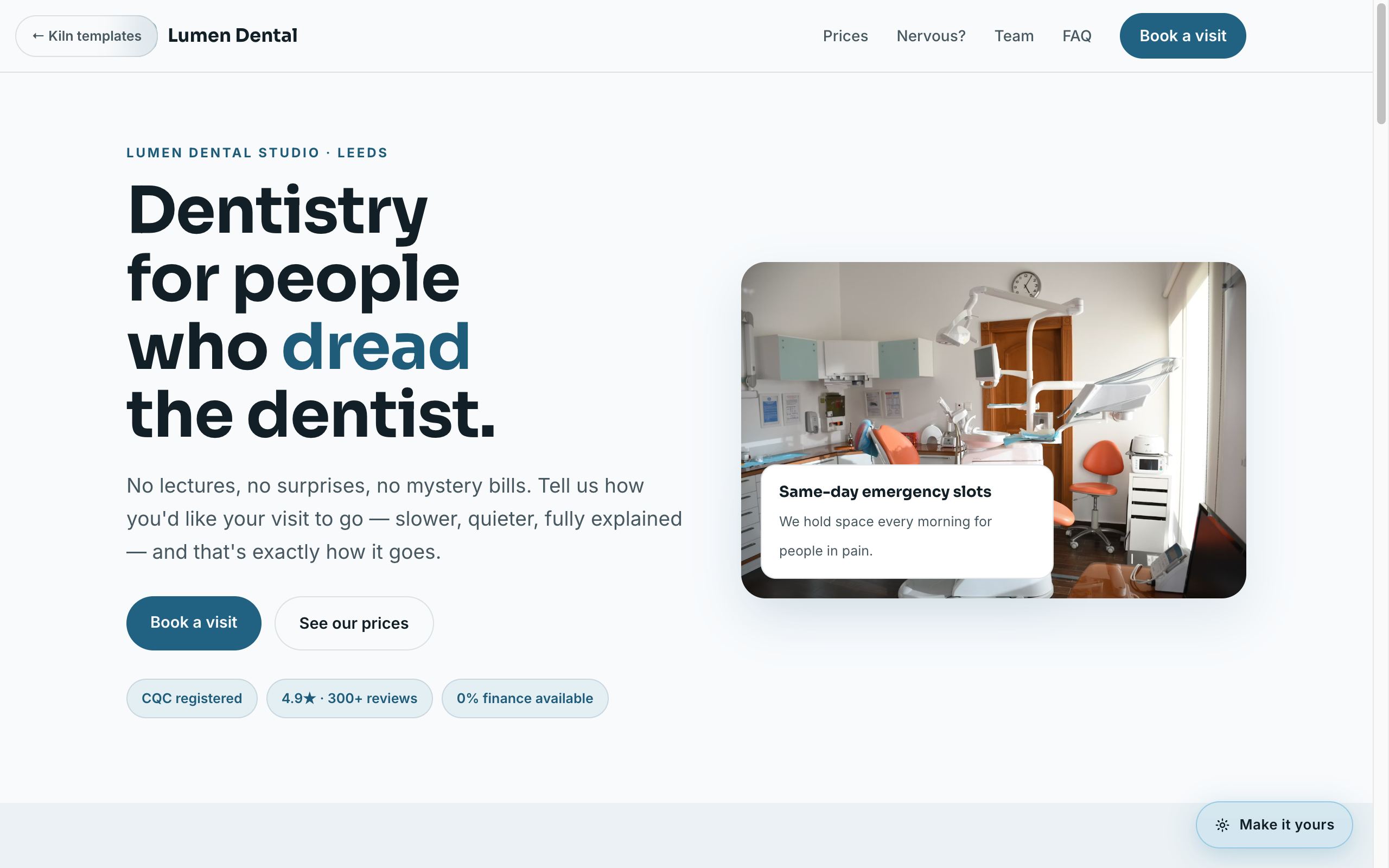 Screenshot of the Lumen template