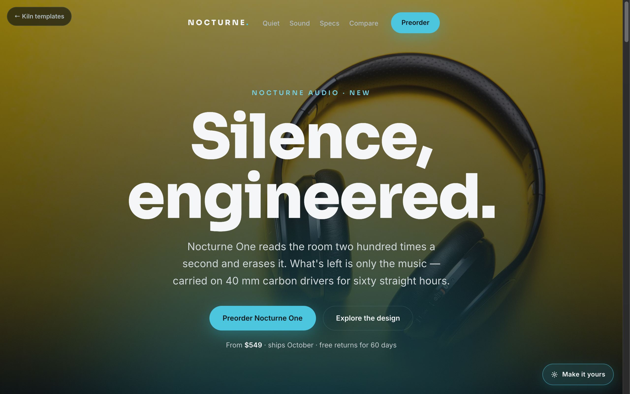 Screenshot of the Nocturne template
