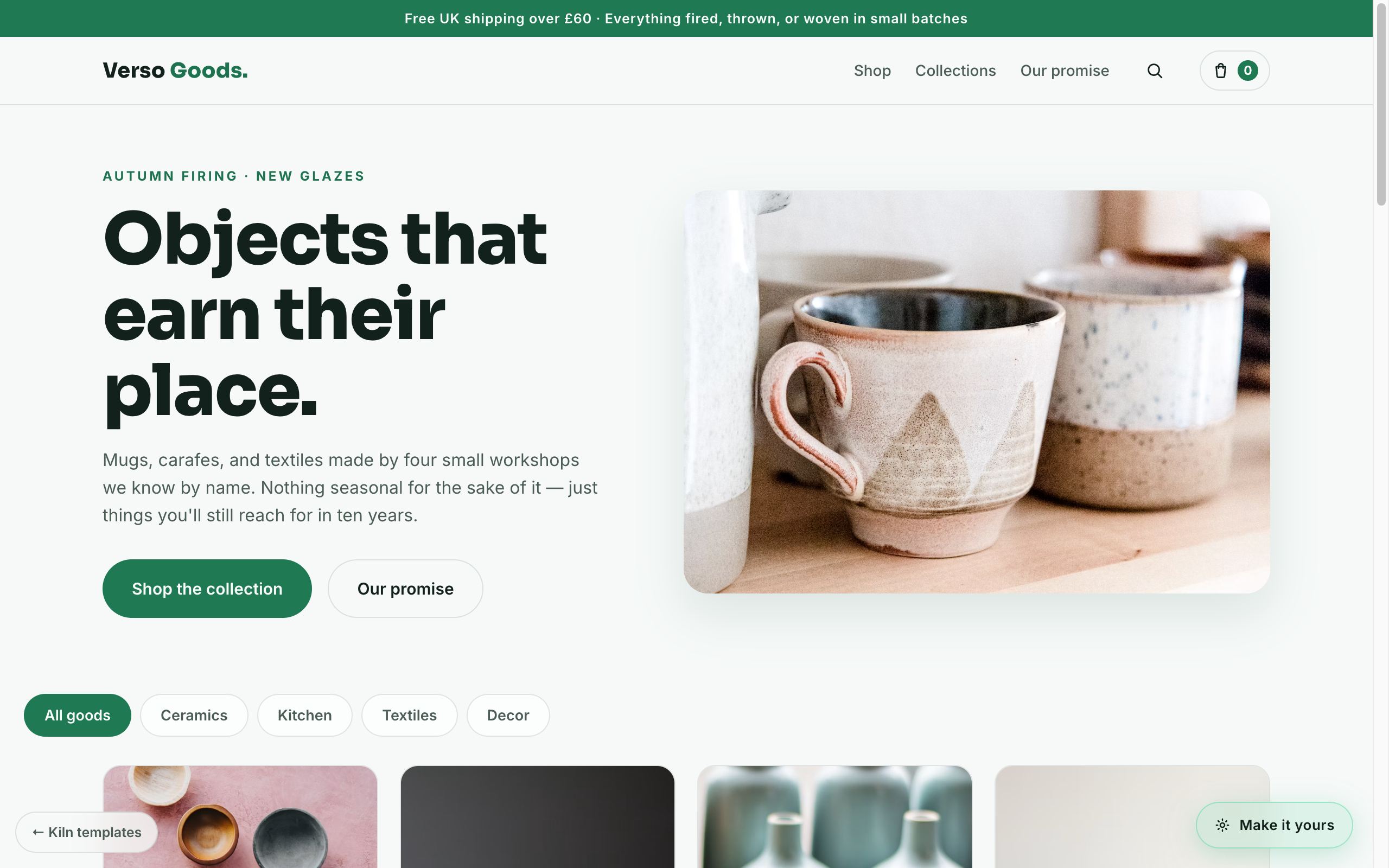 Screenshot of the Verso template